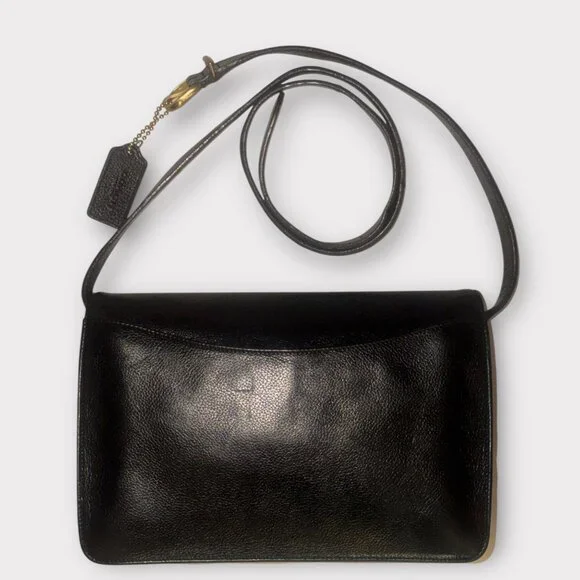 VTG Coach Madison Royalton Bag 4403 Black Caviar Leather Flap Turnlock 90s Italy - Picture 5 of 12